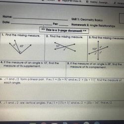 Unit 1 geometry basics homework 3 angle relationships answer key