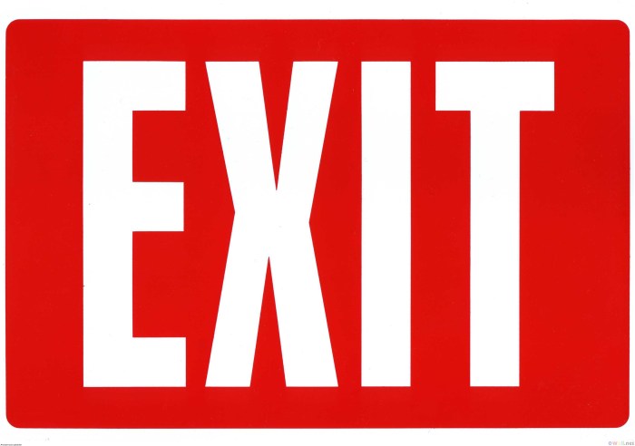 Exit sign left arrow top signs evacuation safety