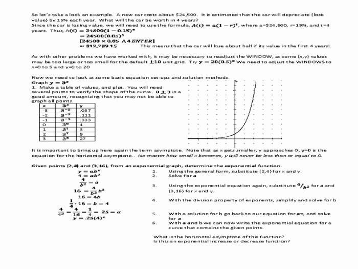 Graphing exponential functions worksheet answers