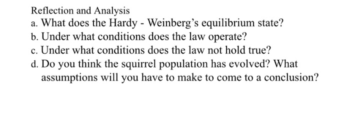 Hardy-weinberg equilibrium and the eastern gray squirrel answer key